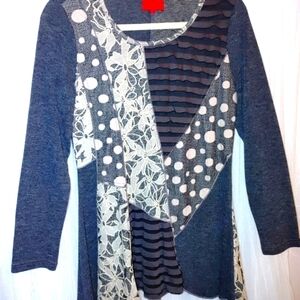 Lior Paris Patchwork Tunic with Trimmed Neckline